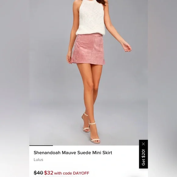 Shenandoah Mauve Suede Mini Skirt - Picture 2 of 9